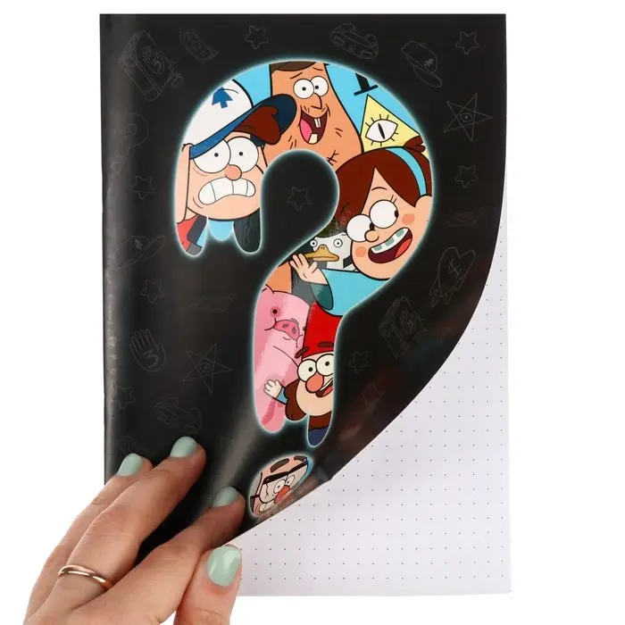 Блокнот А5, 40 листов, на скрепке, в точку, УФ-лак, &laquo;Гравити Фолз&raquo;