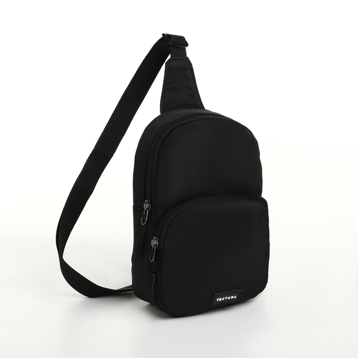 Сумка-слинг на молнии TEXTURA, наружный карман, цвет чёрный Сумка-слинг на молнии TEXTURA, наружный карман, цвет чёрный