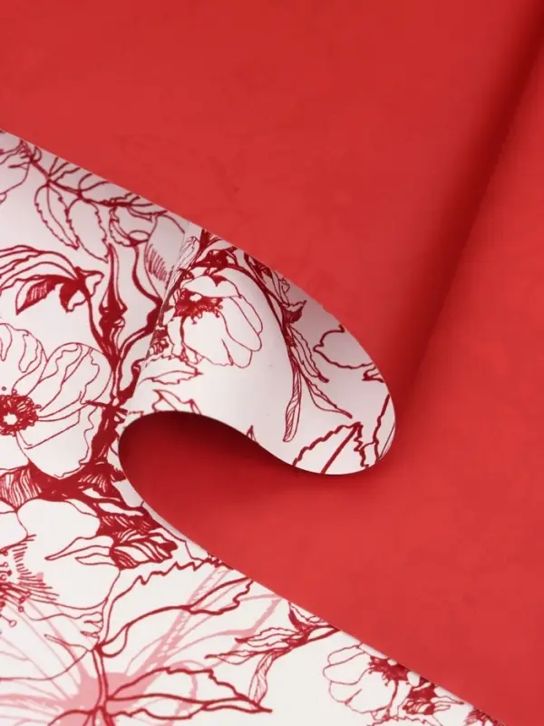 Пленка для цветов, "Романтичные моменты", винный, 57х57 см