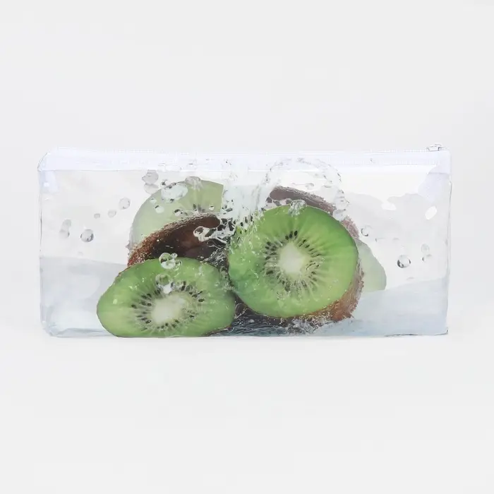 Косметичка на молнии, цвет белый/зелёный