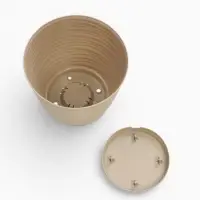 Горшок цветочный с поддоном Saffron, 1.5 л, d=14.6 см, h=13.5 см, пластиковый, бежевый