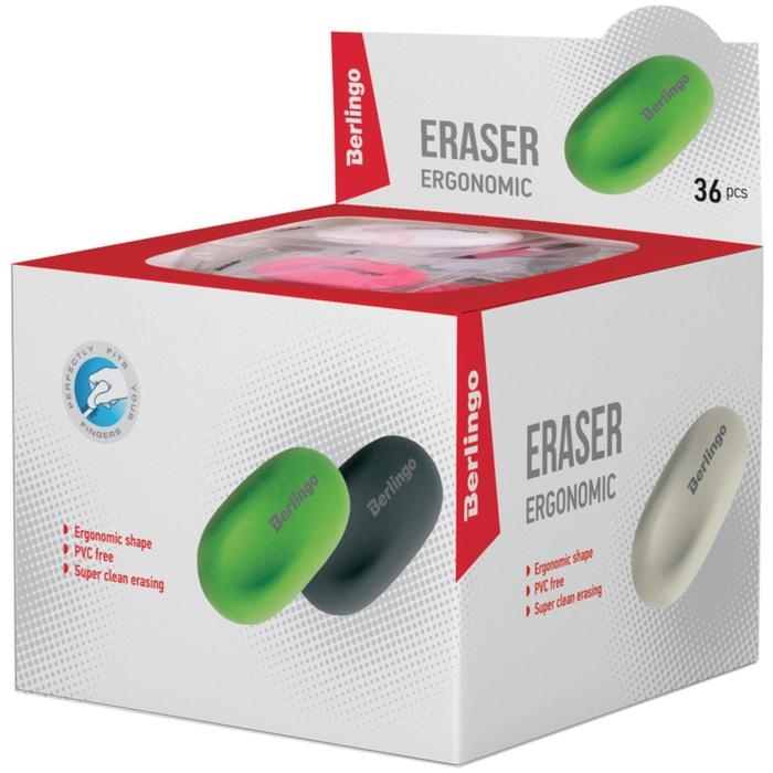 Ластик Berlingo Ergonomic, овальный, синтетический каучук, 50х30х8 мм Ластик Berlingo Ergonomic, овальный, синтетический каучук, 50х30х8 мм
