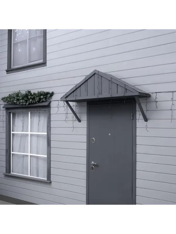 Гирлянда «Бахрома» 25 × 0.7 м, IP44, УМС, тёмная нить, 450 LED, свечение тёплое белое, мерцание, 220 В