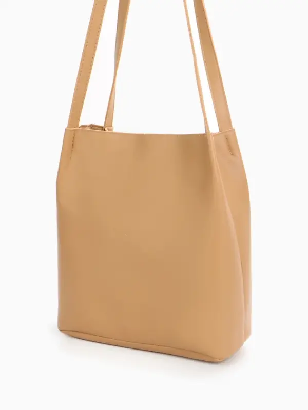 Сумка - мешок женская на магните, 25&times;10&times;26 см, бежевая