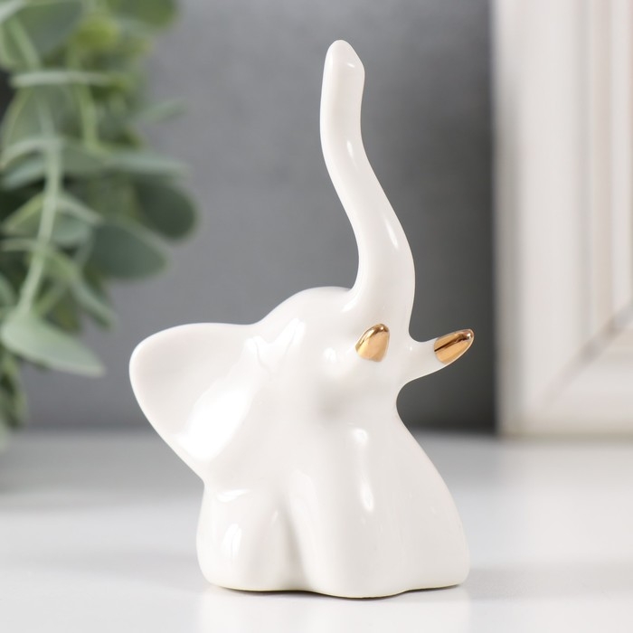 Сувенир керамика Сувенир керамика "Микро слоник" белый с золотом 5,5х4х9 см