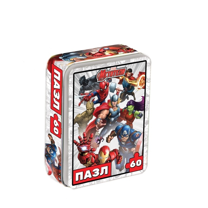 Пазл в металлической коробке "Мстители", 60 деталей