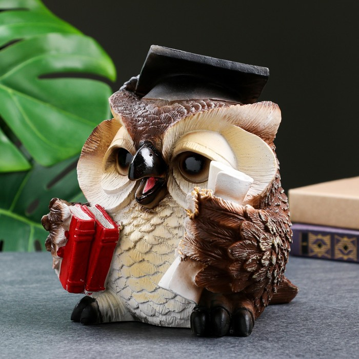 Фигура  Фигура "Сова ученая" коричневая, 18х17х19см