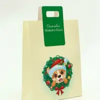 Пакет подарочный с вырубной ручкой &laquo;Новогодний корги&raquo; 30&times;40&times;12 см, зеленый