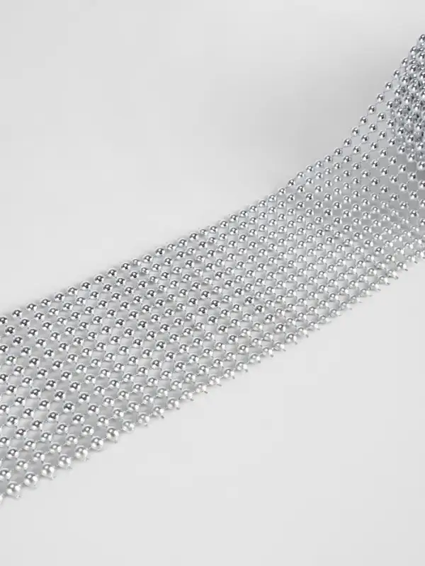 Лента с имитацией выпуклых страз, 5.75 см, 9&plusmn;1 м, цвет серебряный