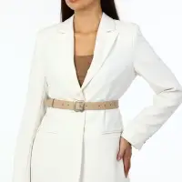 Ремень женский с винтом, 110&times;2.5 см, матовая классическая пряжка металл, бежевый