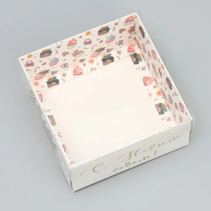 Коробка для кондитерских изделий с пластиковой крышкой «С Новым годом», 12 х 6 х 11.5 см Коробка для кондитерских изделий с пластиковой крышкой «С Новым годом», 12 х 6 х 11.5 см