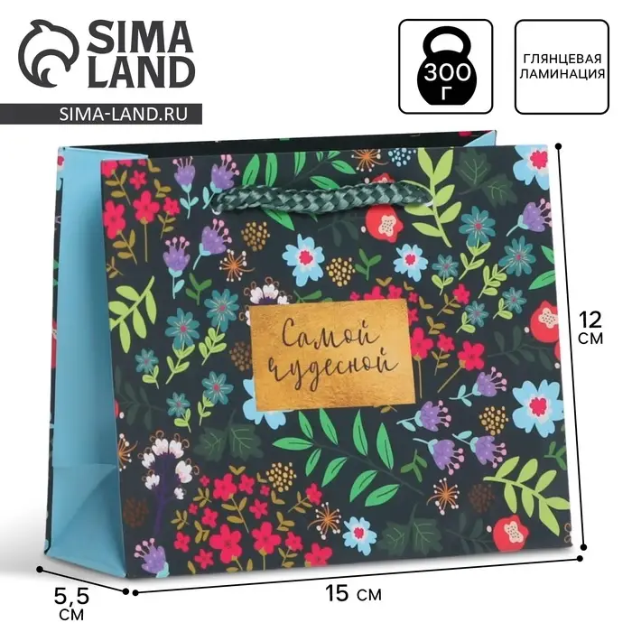 Пакет подарочный ламинированный, упаковка, Present for you, S 15 х 12 х 5.5 см