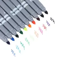 Фломастеры 10 цветов, двухсторонние, круглый наконечник 2 мм/5 мм, вентилируемый колпачок, блистер