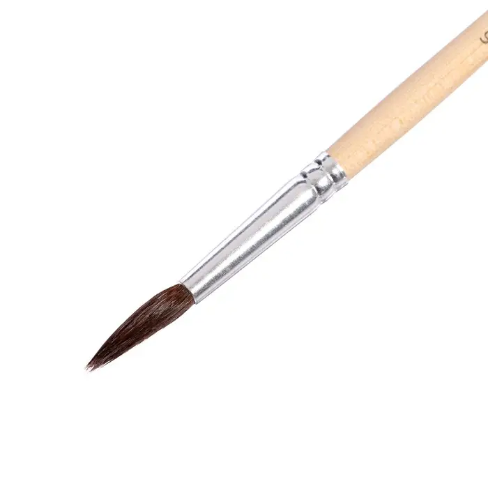 Кисть для рисования, белка, № 6, круглая, деревянная ручка, международный размер