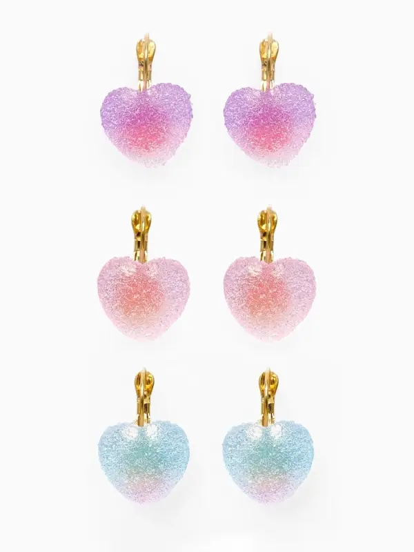Серьги ассорти &laquo;Мармеладные сердечки&raquo;, в сахаре, цвет МИКС