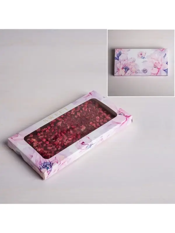 Коробка для шоколада, кондитерская упаковка с окном, Sweet, 17.3 х 8.8 х 1.5 см Коробка для шоколада, кондитерская упаковка с окном, Sweet, 17.3 х 8.8 х 1.5 см