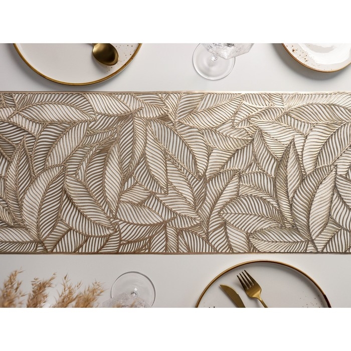 Дорожка на стол Доляна «Листопад», 30×150 см, цвет золотой Дорожка на стол Доляна «Листопад», 30×150 см, цвет золотой