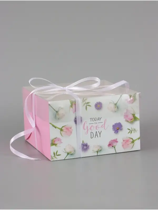 Коробка для капкейков, кондитерская упаковка, 4 ячейки &laquo;Today is a good day&raquo;, 16&times;16&times;10 см