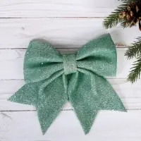 Ёлочная игрушка &laquo;Зимнее волшебство. Бант блеск&raquo; пластик, 20&times;18 см, светло-зелёный