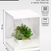 Коробка для цветов с вазой и PVC окнами, складная, 23&times;30&times;23 см, белый