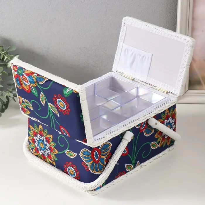 Шкатулка для рукоделия и шитья &laquo;Цветочная мозаика&raquo;, хранение ниток, иголок, мелочи, 19&times;26&times;14.5 см