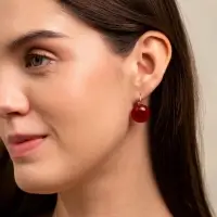 Серьги &laquo;Таблетка. Блёстка&raquo;, шарик, пластик, бордовые в серебре