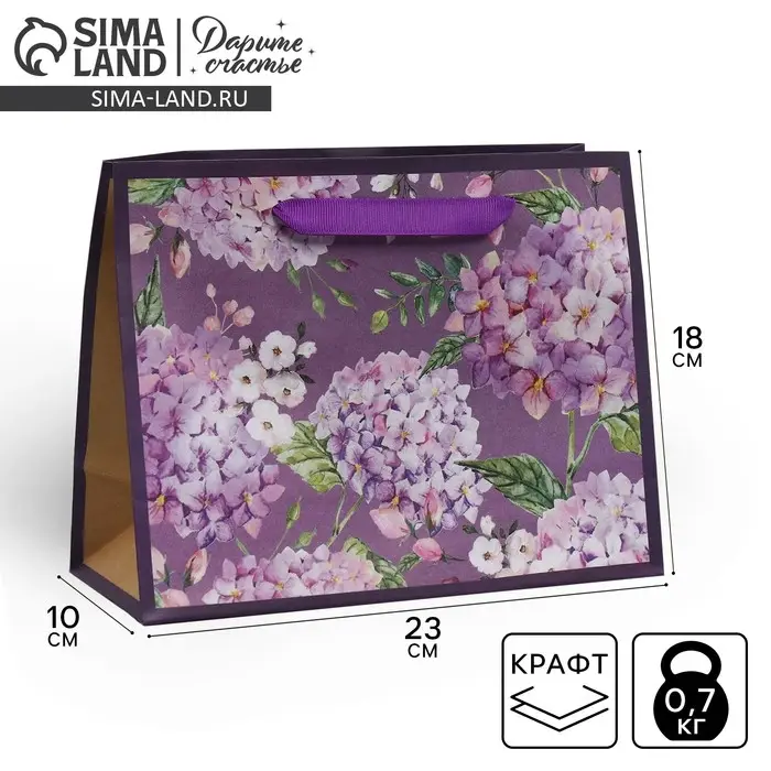 Пакет подарочный крафтовый, упаковка, «Самой лучшей», MS 23 х 18 х 10 см