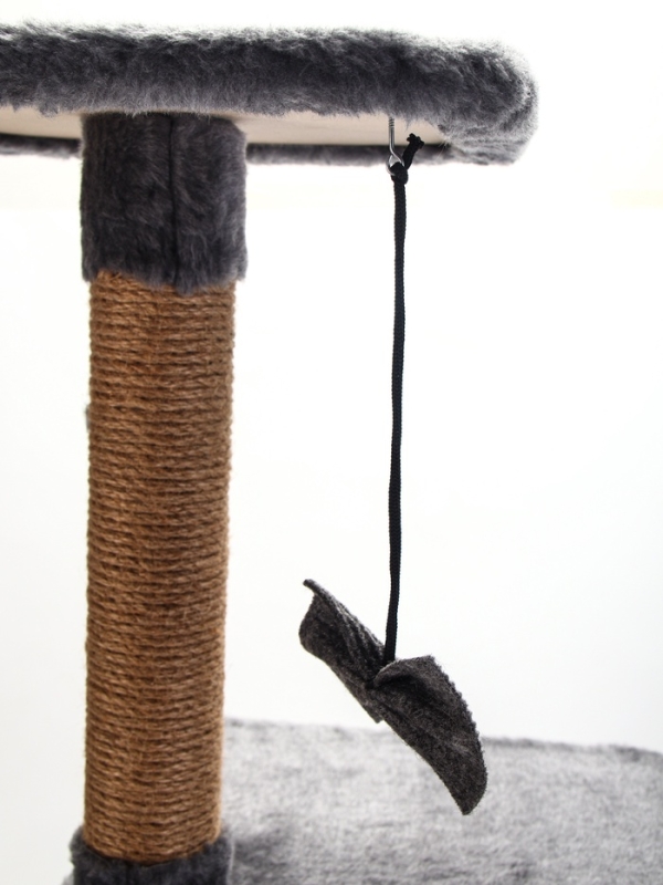 Комплекс для кошек с когтеточкой, 3х-уровневый, 34 х 34 х 105см, темно-серый