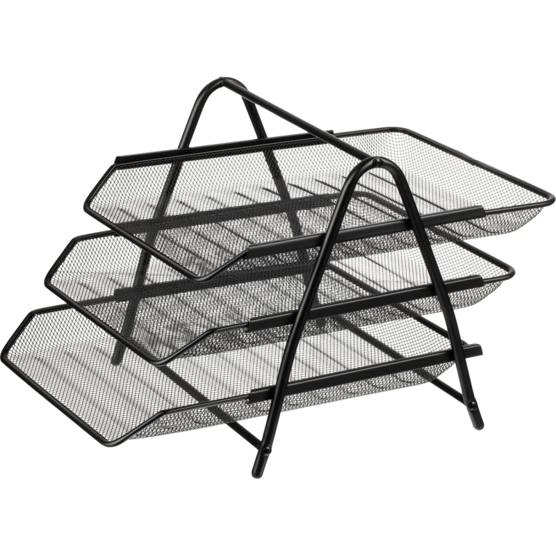 Лоток горизонтальный для бумаг 3секции Attache 295x335x267мм металл черный