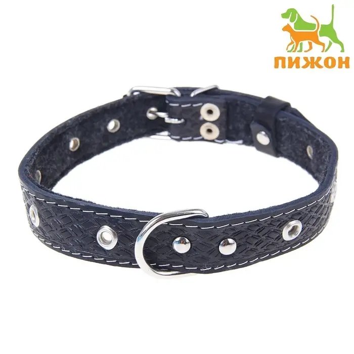 Ошейник кожаный тисненый на фетре, 54&times;2.5 см, безразмерный, микс цветов