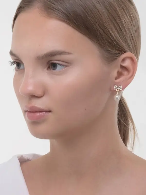 Клипсы для ушей QF «Грация», бантики с бусиной, цвет МИКС