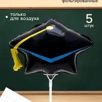 Воздушный шар фольгированный 15" &laquo;Шапочка выпускника&raquo;, набор 5 штук