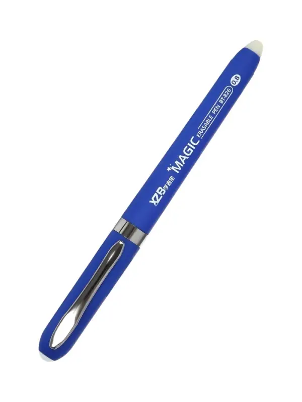 Ручка шариковая со стираемыми чернилами, линия 0.8 мм, стержень синий, корпус прорезиненный МИКС (штрихкод на штуке)