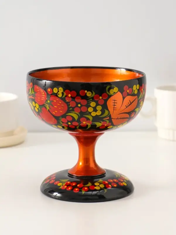 Конфетница на ножке &laquo;Сласть&raquo;, 14.5&times;15 см, дерево, хохлома