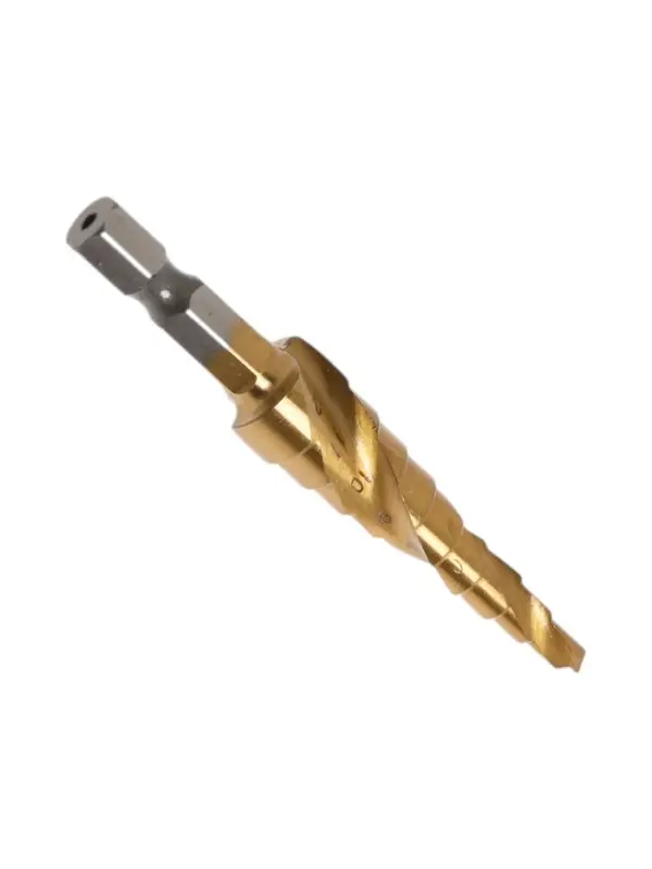 Сверло ступенчатое ТУНДРА ВДОМ, HSS, TiN, спиральный профиль, шестигранный хвостовик, 4-12 мм