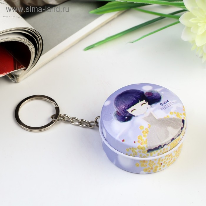 Шкатулка на кольце металл Шкатулка на кольце металл "Девочка с цветами" МИКС 2,1х4,5х4,5 см