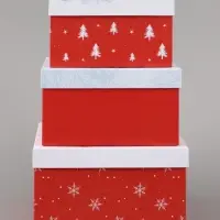 Коробка подарочная новогодняя 3 в1, набор &laquo;Новый год&raquo;, 18&times;18&times;10 - 22&times;22&times;12 см