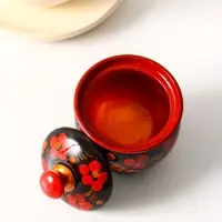 Солонка с крышкой &laquo;Ягодка&raquo;, 7&times;6 см, хохлома, дерево