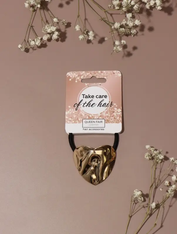 Резинка для волос "Залин" сердце, 4 см, золото