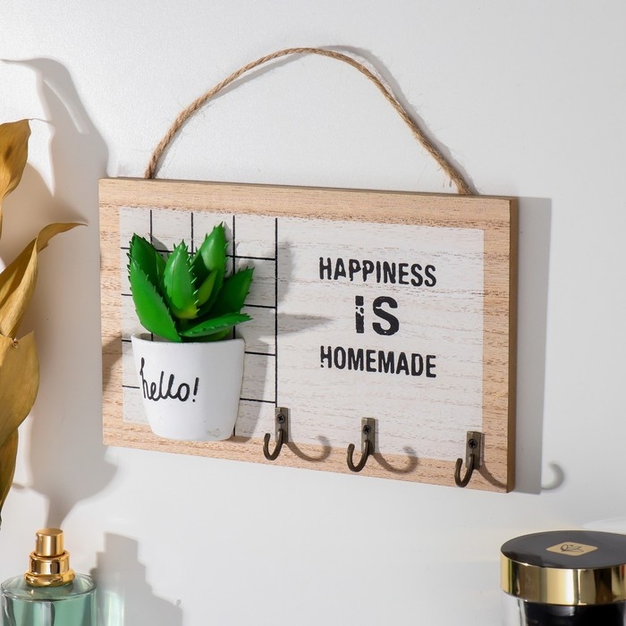 Крючки декоративные дерево Крючки декоративные дерево "Суккулент в горшочке" 12,5х20,5х4 см