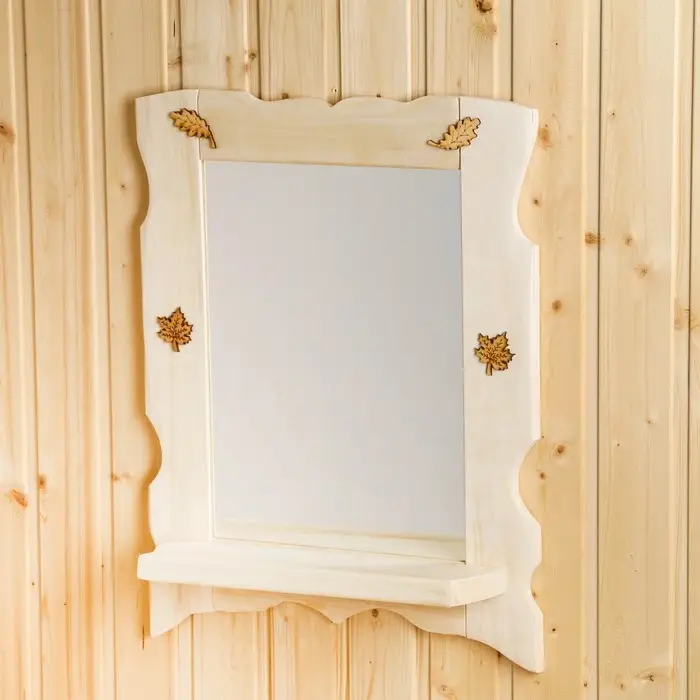 Зеркало для бани и сауны, настенное, с полкой, &laquo;Добропаровъ&raquo;