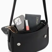 Сумка женская мессенджер TEXTURA на магните, 25&times;7.5&times;19 см, чёрный