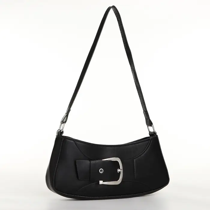 Сумка женская багет на молнии, 26&times;5&times;10.5 см, чёрная