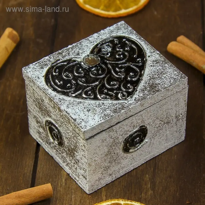 Шкатулка "Сердце" 7х6х5 см, МДФ