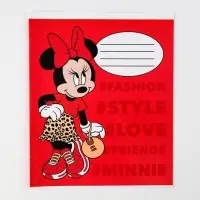 Тетрадь в клетку 12 листов, 5 видов МИКС, обложка мелованный картон, &laquo;Минни Маус&raquo;