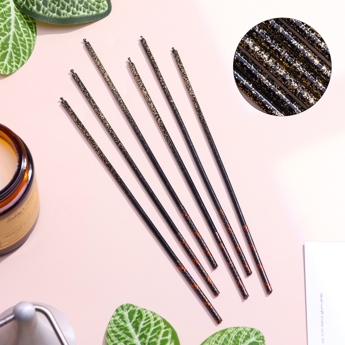 Набор свечей в торт, 6 штук Набор свечей в торт, 6 штук "Сияние", жёлтый с чёрным, 17 см