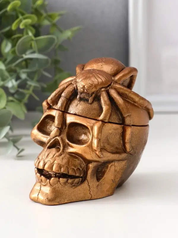 Шкатулка с крышкой «Череп», 10×8×10 см, бронза