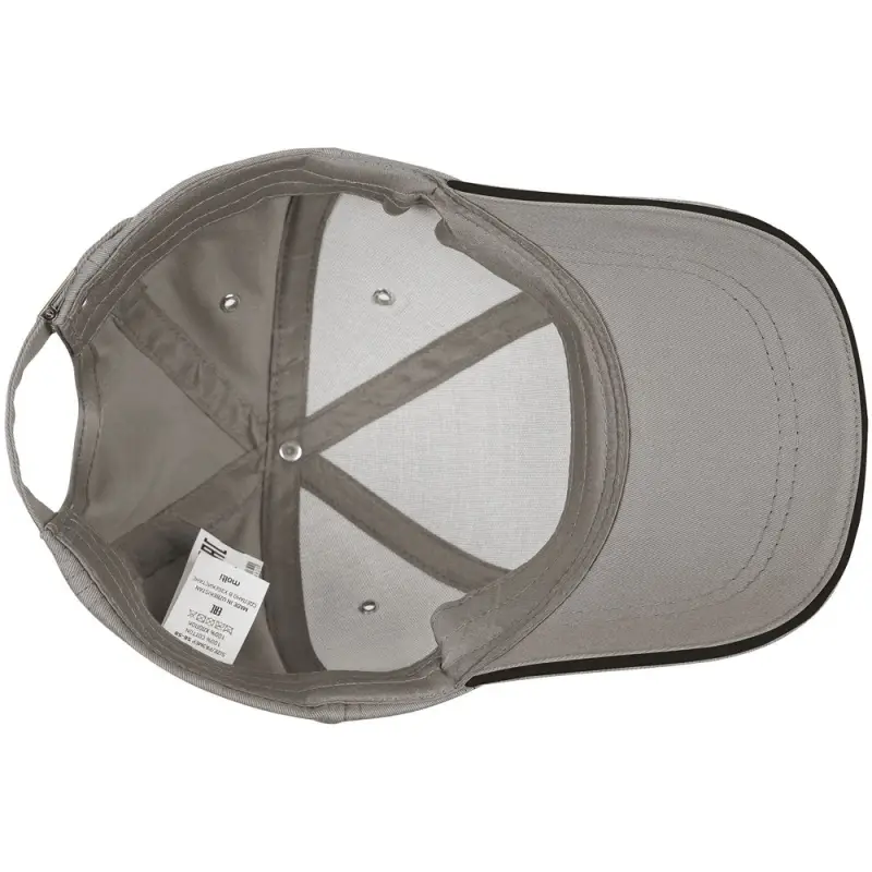 Бейсболка Canopy, серая с черным кантом Бейсболка Canopy, серая с черным кантом