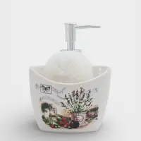 Дозатор для моющего средства с подставкой для губки Доляна &laquo;Лаванда&raquo;, 260 мл