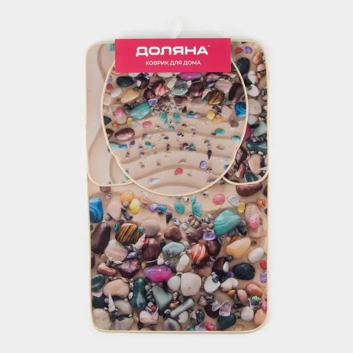 Коврики для ванной и туалета Доляна &laquo;Ракушки&raquo;, 3 шт., 50&times;80, 50&times;40, 40&times;43 см
